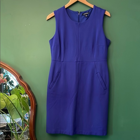 Lands' End Vibrant Blue Sheath Dress with Pockets Womens 12P Petite - Picture 1 of 7